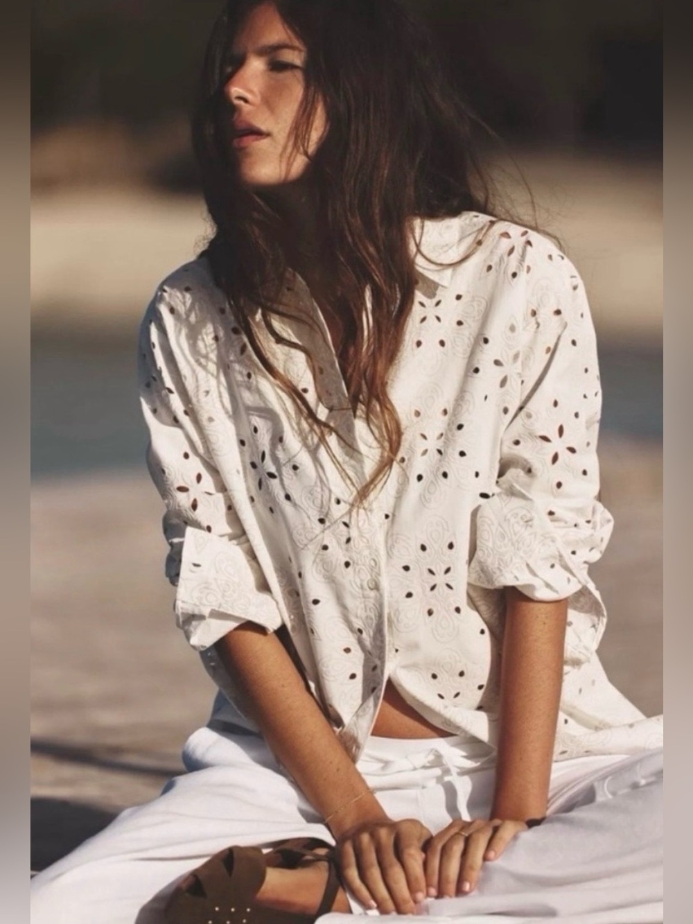 Zara Eyelet Button Down Shirt✨